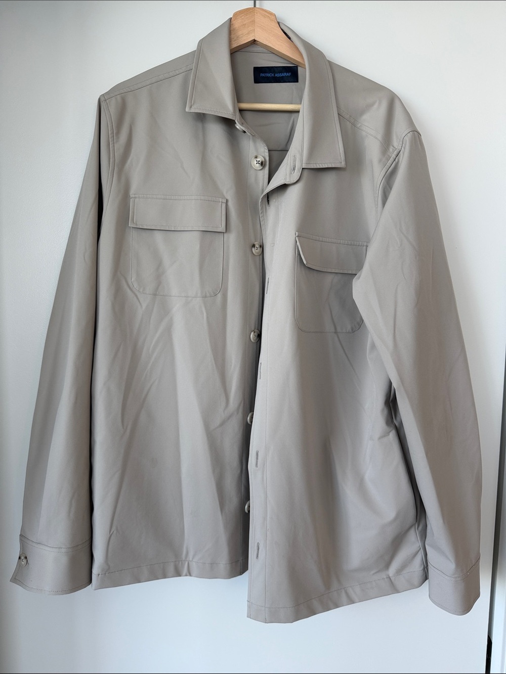 Mens Patrick Assaraf Light Taupe Button-Up Jacket